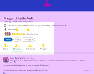 Linkedin Audio lehetőségek, ha már kész az esemény